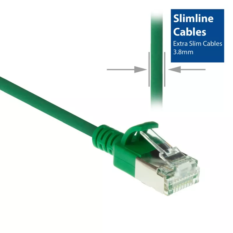 ACT Grün 7m LSZH U/FTP CAT6A Rechenzentrums-Slimline-Patchkabel mit Rastnasenschutz und RJ45-Steckern