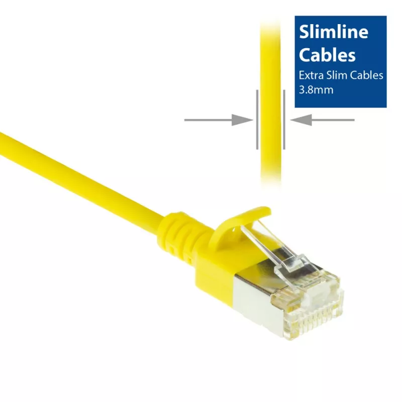 ACT Gelb 10 m LSZH U/FTP CAT6A Rechenzentrums-Slimline-Patchkabel mit RJ45-Steckern und Knickschutz