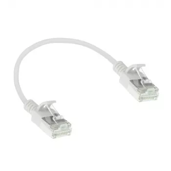 ACT White 0,15 Meter LSZH U/FTP CAT6A Rechenzentrums-Slimline-Patchkabel mit einhakfreien RJ45-Steckern