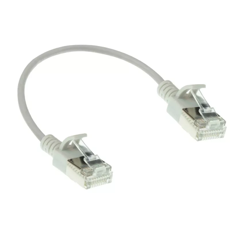 ACT Grau 0,15 Meter LSZH U/FTP CAT6A Rechenzentrum-Slimline-Patchkabel, rastnasenschutz mit RJ45-Steckern