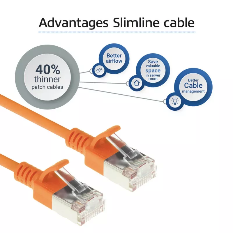 ACT Orange 7 Meter LSZH U/FTP CAT6A Datacenter Slimline Patchkabel, rastnasenfrei, mit RJ45-Steckern