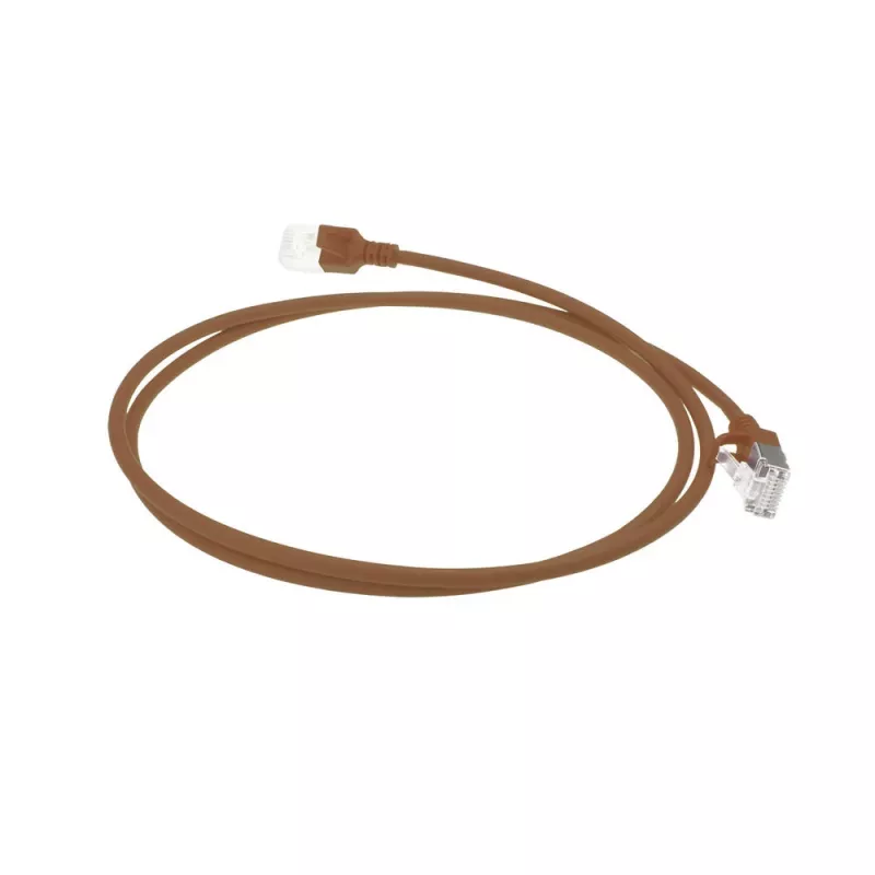 ACT Braun 1 Meter LSZH U/FTP CAT6A Rechenzentrum Slimline Patchkabel rastnasenfrei mit RJ45-Steckern
