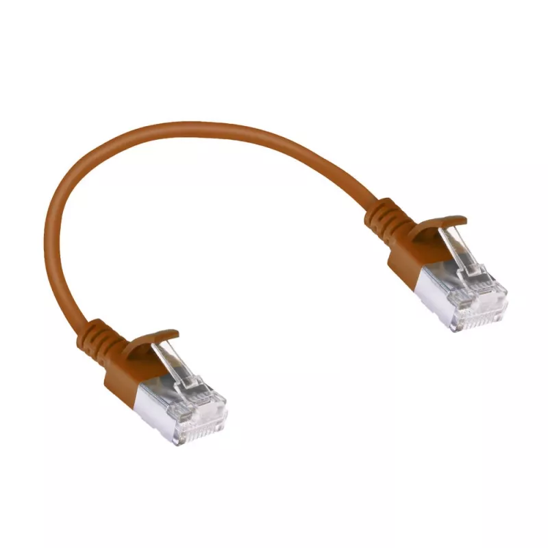 ACT Braun 0,15 Meter LSZH U/FTP CAT6A Datacenter-Slimline-Patchkabel snagless mit RJ45-Steckern