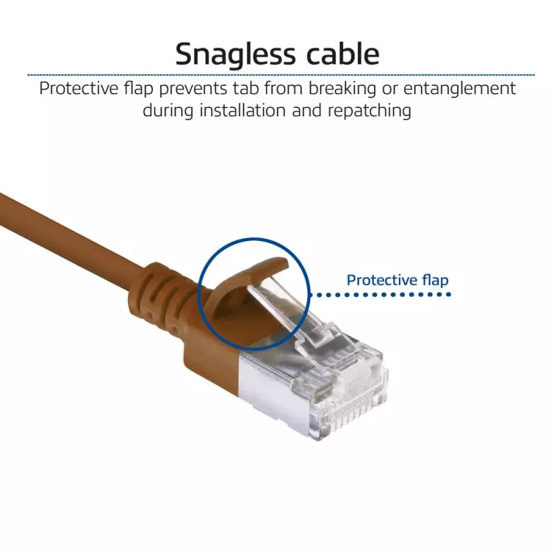 ACT Braun 0,15 Meter LSZH U/FTP CAT6A Datacenter-Slimline-Patchkabel snagless mit RJ45-Steckern
