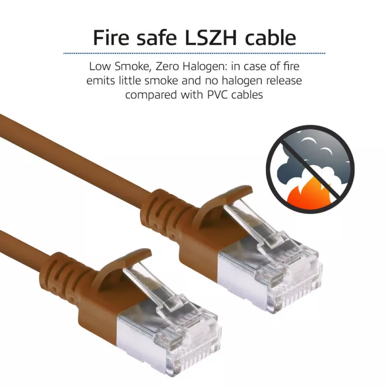 ACT Braun 0,15 Meter LSZH U/FTP CAT6A Datacenter-Slimline-Patchkabel snagless mit RJ45-Steckern