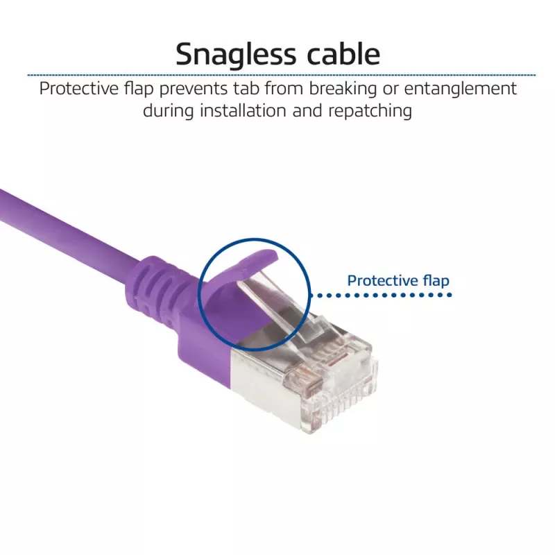 ACT Lila 7 m LSZH U/FTP CAT6A Datacenter-Slimline-Patchkabel snagless mit RJ45-Steckern