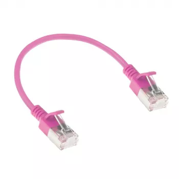 ACT Pink 0,5 m LSZH U/FTP CAT6A Data Center Slimline Patchkabel snagless mit RJ45-Steckern