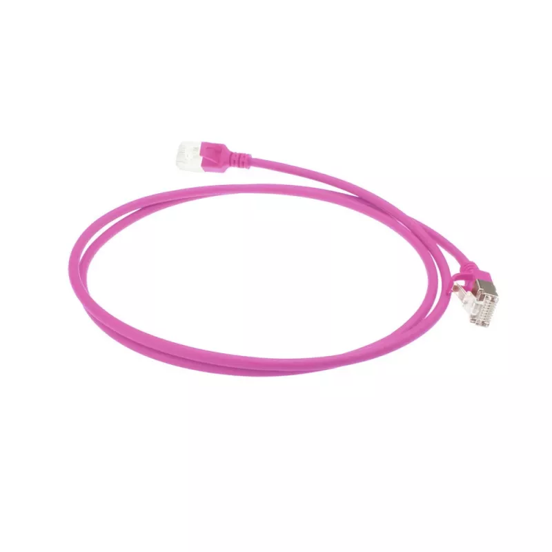 ACT Pink 2 Meter LSZH U/FTP CAT6A Rechenzentrum Slimline Patchkabel snagless mit RJ45 Steckern
