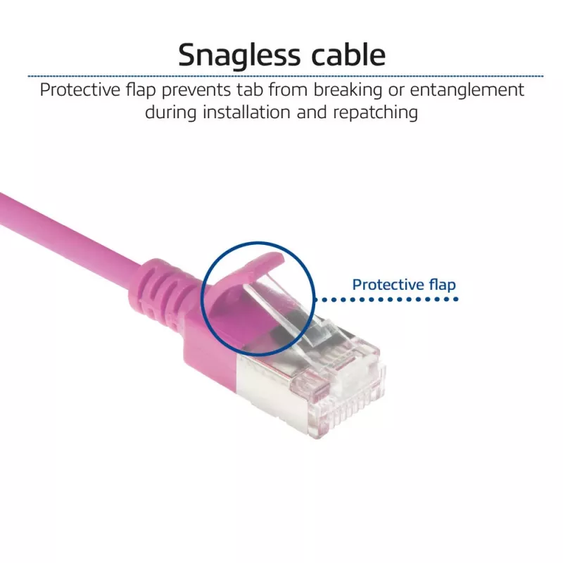ACT Pink 2 Meter LSZH U/FTP CAT6A Rechenzentrum Slimline Patchkabel snagless mit RJ45 Steckern