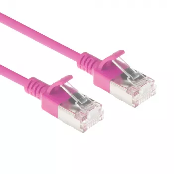ACT Pink 0,25 m LSZH U/FTP CAT6A Rechenzentrums-Slimline-Patchkabel mit RJ45-Steckern, rastnasenschutz
