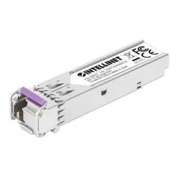 Intellinet Gigabit Fiber WDM Bi-Directional SFP Optical Transceiver Module 1000Base-BX-U (LC) Single-Mode-Port, 80 km, BiDi WDM (RX1550/TX1490), MSA-konform für maximale Kompatibilität, Silber