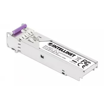 Intellinet Gigabit Fiber WDM Bi-Directional SFP Optical Transceiver Module 1000Base-BX-U (LC) Single-Mode-Port, 80 km, BiDi WDM (RX1550/TX1490), MSA-konform für maximale Kompatibilität, Silber