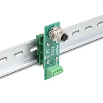 DeLOCK M12 Transfermodul-Adapter 4-polig A-codiert Buchse auf 5-polige Reihenklemme
