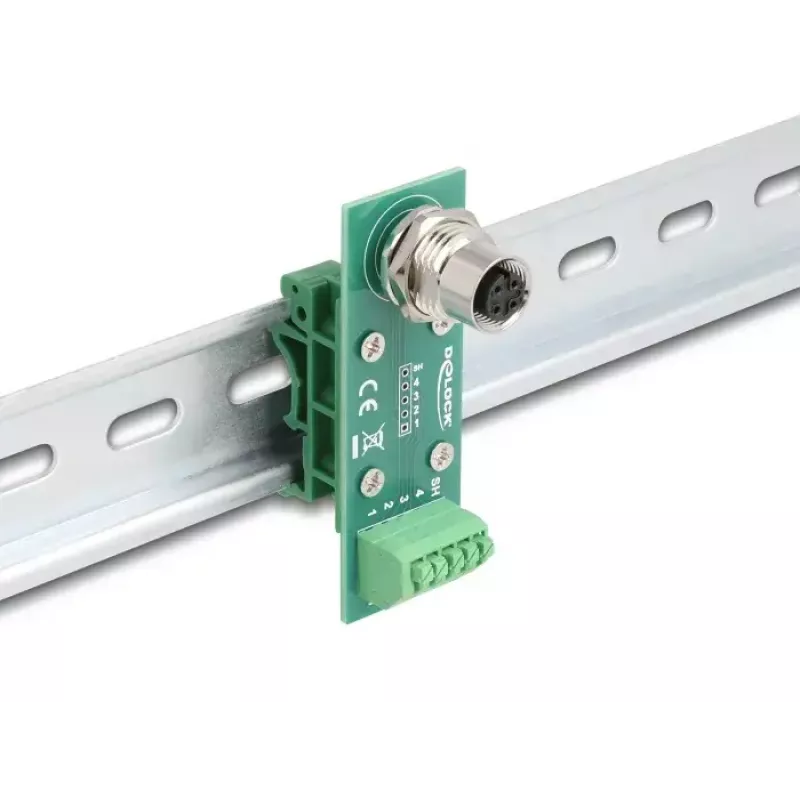 DeLOCK M12 Transfermodul-Adapter 4-polig A-codiert Buchse auf 5-polige Reihenklemme