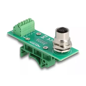 DeLOCK M12 Transfermodul-Adapter 4-polig A-codiert Buchse auf 5-polige Reihenklemme