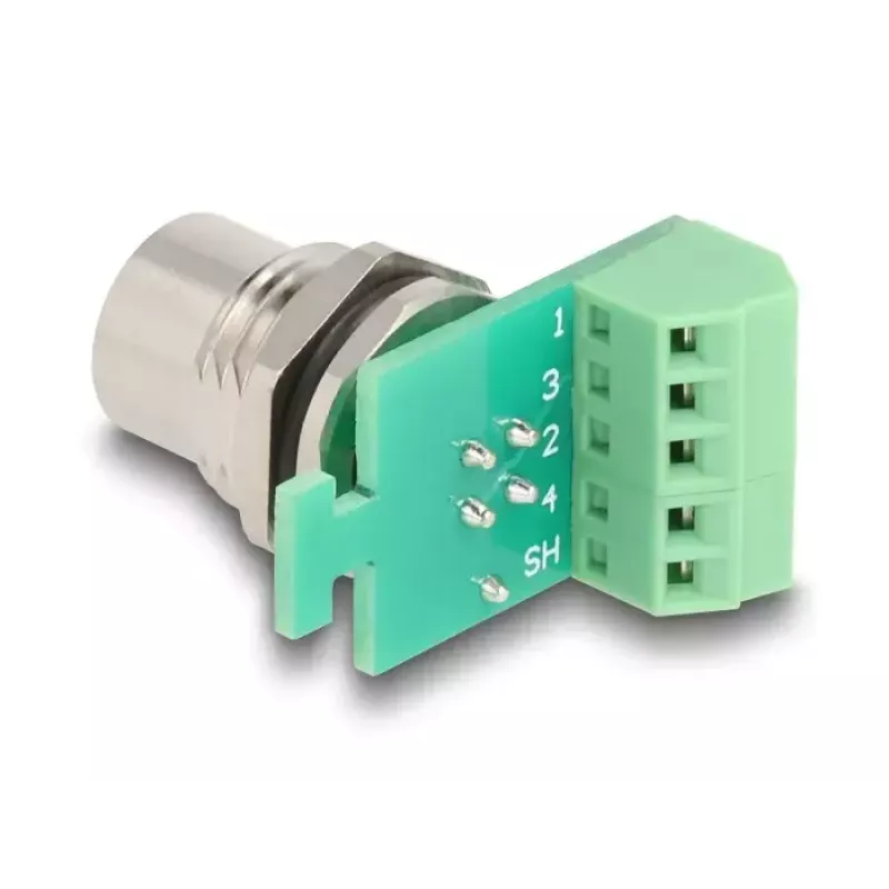 DeLOCK M12 Transfermodul-Adapter 4-polig A-kodiert Buchse auf 5-polige Klemmleiste