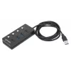 Manhattan USB-C Dock/Hub, Ports (x4) mit Ein-/Ausschalter für jeden Port: USB-A (x4), 5 Gbps (USB 3.2 Gen1 auch bekannt als USB 3.0), Universell für alle Geräte, Bus- oder AC-Stromversorgung (optionaler Anschluss, nicht im Lieferumfang enthalten), Kabel 1,5 m, SuperSpeed USB, Schwarz, Drei Jahre Garantie