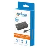 Manhattan USB-C Dock/Hub, Ports (x4) mit Ein-/Ausschalter für jeden Port: USB-A (x4), 5 Gbps (USB 3.2 Gen1 auch bekannt als USB 3.0), Universell für alle Geräte, Bus- oder AC-Stromversorgung (optionaler Anschluss, nicht im Lieferumfang enthalten), Kabel 1,5 m, SuperSpeed USB, Schwarz, Drei Jahre Garantie