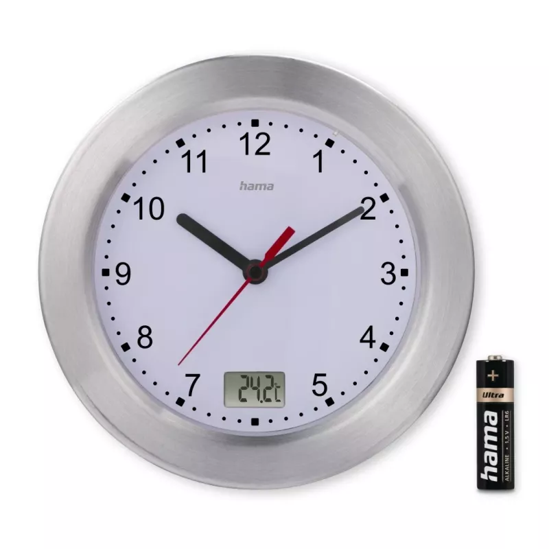 Hama Mauritius Quarzuhr rund Silber, Weiß