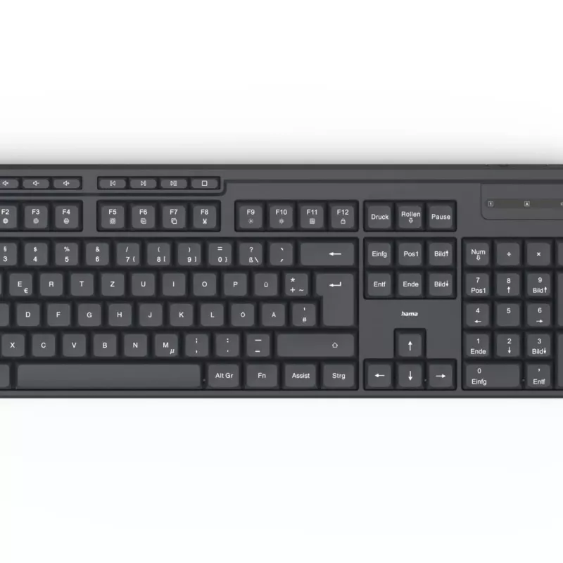 Hama WKM-200 Tastatur Maus enthalten Home/Office RF Wireless QWERTZ Deutsch Schwarz