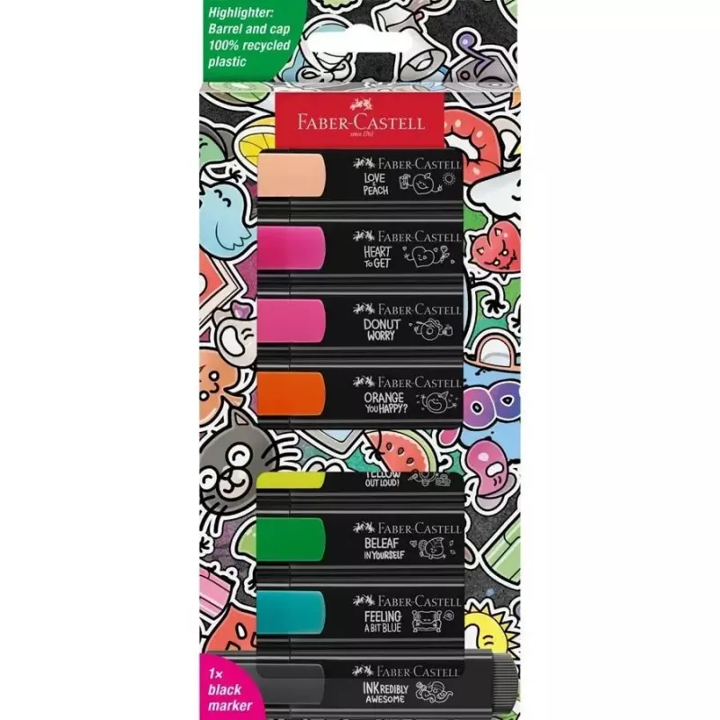 Marker Faber-Castell Textliner Graffiti 8 Stück Keilspitze Beige Schwarz Blau Grün Hellrosa Orange Pink Gelb
