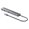 Manhattan USB-C Dock/Hub, Ports (x7): USB-A (x3) und USB-C (x4), mit Power Delivery (PD) 100 W – externes USB-C-Ladegerät erforderlich (nicht im Lieferumfang). USB-betrieben (kein externes Netzteil erforderlich), wenn PD nicht verwendet wird, Aluminium