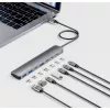 Manhattan USB-C Dock/Hub, Ports (x7): USB-A (x3) und USB-C (x4), mit Power Delivery (PD) 100 W – externes USB-C-Ladegerät erforderlich (nicht im Lieferumfang). USB-betrieben (kein externes Netzteil erforderlich), wenn PD nicht verwendet wird, Aluminium