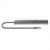 Manhattan USB-C Dock/Hub, Ports (x7): USB-A (x3) und USB-C (x4), mit Power Delivery (PD) 100 W – externes USB-C-Ladegerät erforderlich (nicht im Lieferumfang). USB-betrieben (kein externes Netzteil erforderlich), wenn PD nicht verwendet wird, Aluminium