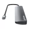Manhattan USB-C Dock/Hub, Ports (x7): USB-A (x3) und USB-C (x4), mit Power Delivery (PD) 100 W – externes USB-C-Ladegerät erforderlich (nicht im Lieferumfang). USB-betrieben (kein externes Netzteil erforderlich), wenn PD nicht verwendet wird, Aluminium