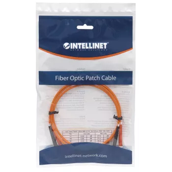 Intellinet Glasfaser-Patchkabel, OM2, ST/ST, 3 m, Orange, Duplex, Multimode, 50/125 µm, LSZH, Faser, lebenslange Garantie