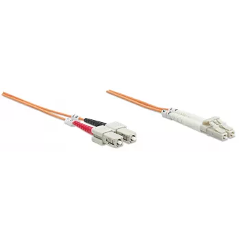 Intellinet Glasfaser-Patchkabel, OM2, LC/SC, 5 m, Orange, Duplex, Multimode, 50/125 µm, LSZH, Glasfaser, lebenslange Garantie