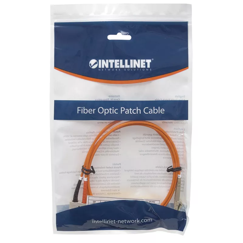 Intellinet Glasfaser-Patchkabel, OM2, LC/SC, 5 m, Orange, Duplex, Multimode, 50/125 µm, LSZH, Glasfaser, lebenslange Garantie