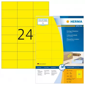 HERMA farbige Etiketten A4 70x37 mm gelb Papier matt 2400 Stück