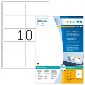 Wiederablösbare Adressetiketten HERMA 10316 A4 99,1x57 mm weiß