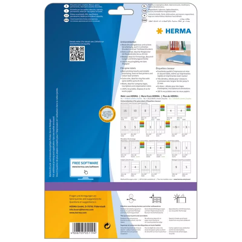 Selbstklebende Druckeretiketten HERMA 5119