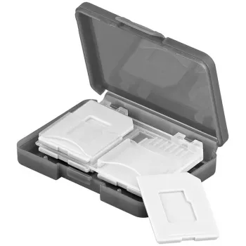 Speicherkarten-Aufbewahrungsbox GOOBAY 95349 — fasst 4 Karten, kompatibel mit SD/MicroSD/MMC, grau-transparenter Kunststoff