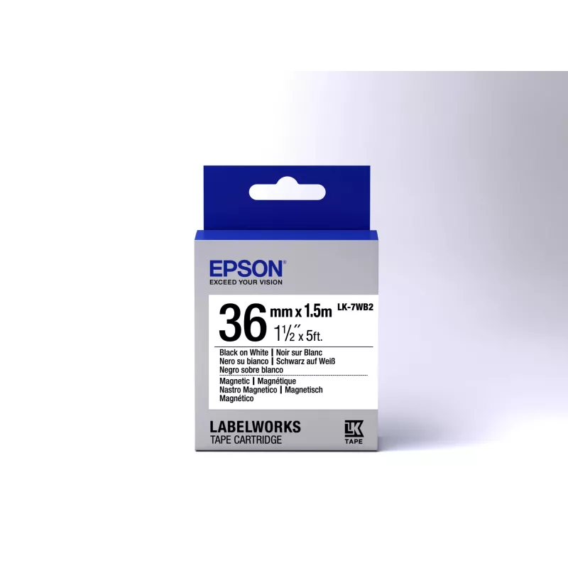 Epson Label Cartridge Magnetic LK-7WB2 Schwarz/Weiß 36mm (1,5m)
