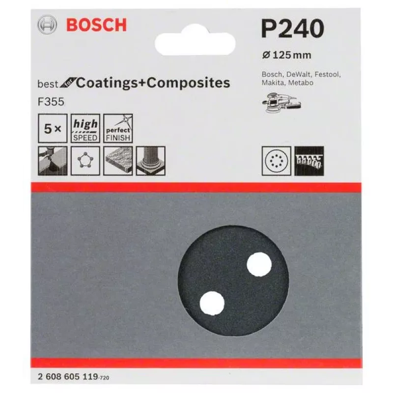 Bosch 2 608 605 119 Handschleifzubehör Schleifblatt P240 5 Stück