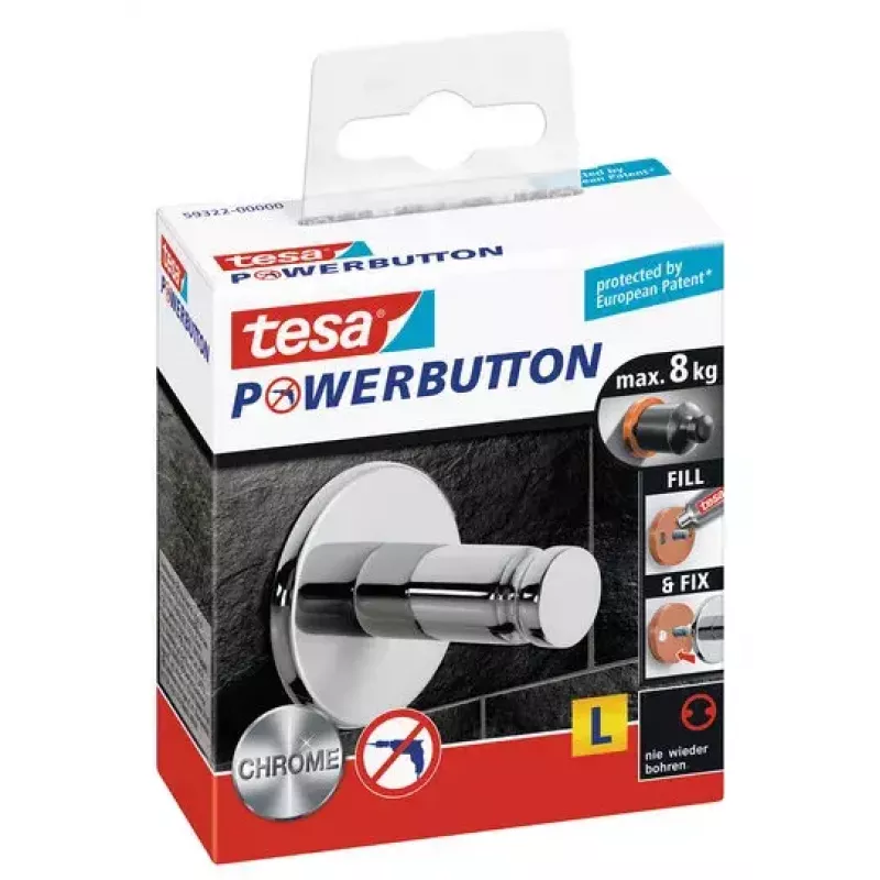 Universalhaken TESA Powerbutton 59322 Chrom