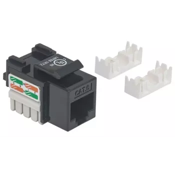 Intellinet Keystone Jack, Cat6, UTP, LSA-Auflegewerkzeug, Schwarz, Flach, Schwarz, RJ-45, Female, 22/26, Cat6
