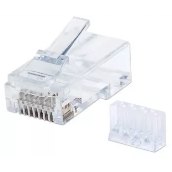 Intellinet RJ45 Modularstecker, Cat6, UTP, 3-zinkig, für Massivdraht, 15 µ vergoldete Kontakte, 90er-Pack