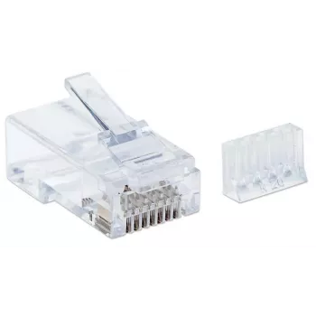 Intellinet RJ45 Modularstecker, Cat6, UTP, 3-zinkig, für Massivdraht, 15 µ vergoldete Kontakte, 90er-Pack