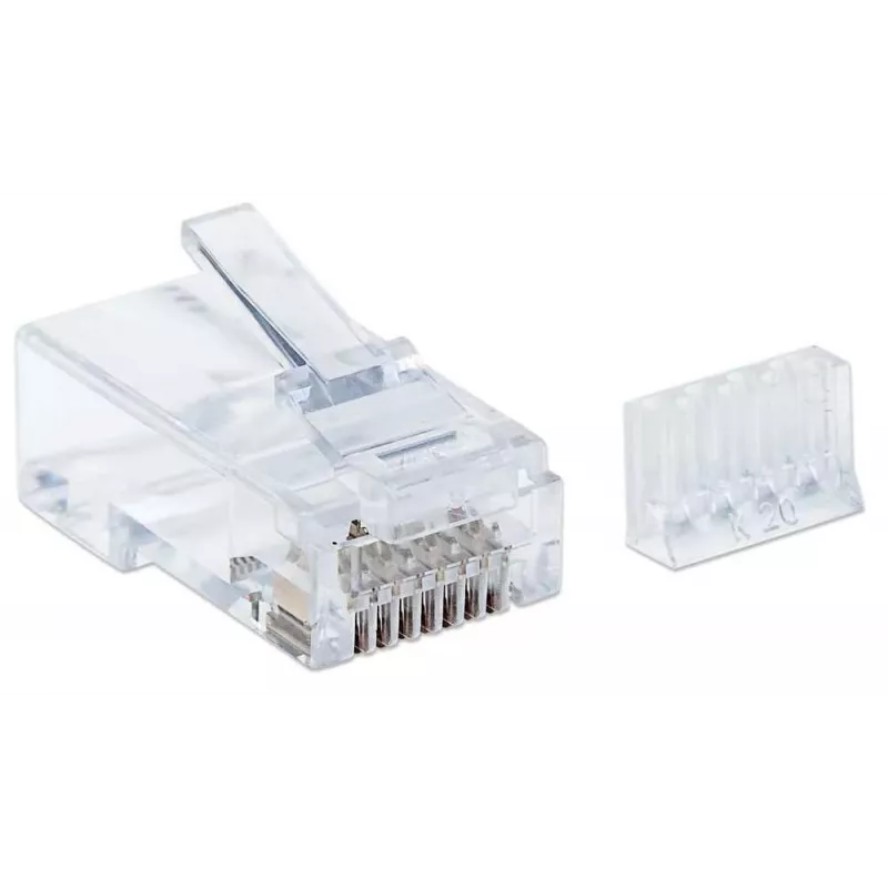 Intellinet RJ45 Modularstecker, Cat6, UTP, 3-zinkig, für Massivdraht, 15 µ vergoldete Kontakte, 90er-Pack
