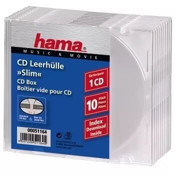 CD schlank Leerbox Hama 051164 Packung 10 transparent 1 Scheibe