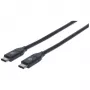 Manhattan USB-C-auf-USB-C-Kabel, 50 cm, Stecker auf Stecker, Schwarz, 10 Gbit/s (USB 3.2 Gen2, auch USB 3.1), 3 A (Schnellladung), SuperSpeed+ USB, lebenslange Garantie, entspricht USB31CC50CM
