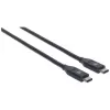 Manhattan USB-C-auf-USB-C-Kabel, 50 cm, Stecker auf Stecker, Schwarz, 10 Gbit/s (USB 3.2 Gen2, auch USB 3.1), 3 A (Schnellladung), SuperSpeed+ USB, lebenslange Garantie, entspricht USB31CC50CM