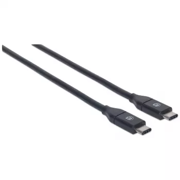 Manhattan USB-C-auf-USB-C-Kabel, 50 cm, Stecker auf Stecker, Schwarz, 10 Gbit/s (USB 3.2 Gen2, auch USB 3.1), 3 A (Schnellladung), SuperSpeed+ USB, lebenslange Garantie, entspricht USB31CC50CM