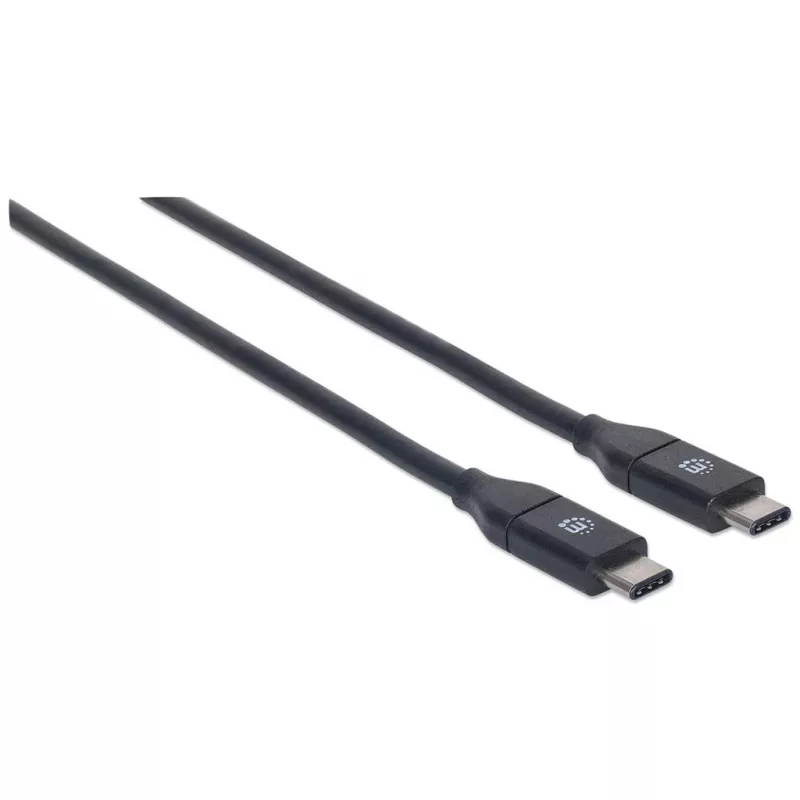 Manhattan USB-C-auf-USB-C-Kabel, 50 cm, Stecker auf Stecker, Schwarz, 10 Gbit/s (USB 3.2 Gen2, auch USB 3.1), 3 A (Schnellladung), SuperSpeed+ USB, lebenslange Garantie, entspricht USB31CC50CM