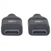 Manhattan USB-C-auf-USB-C-Kabel, 50 cm, Stecker auf Stecker, Schwarz, 10 Gbit/s (USB 3.2 Gen2, auch USB 3.1), 3 A (Schnellladung), SuperSpeed+ USB, lebenslange Garantie, entspricht USB31CC50CM