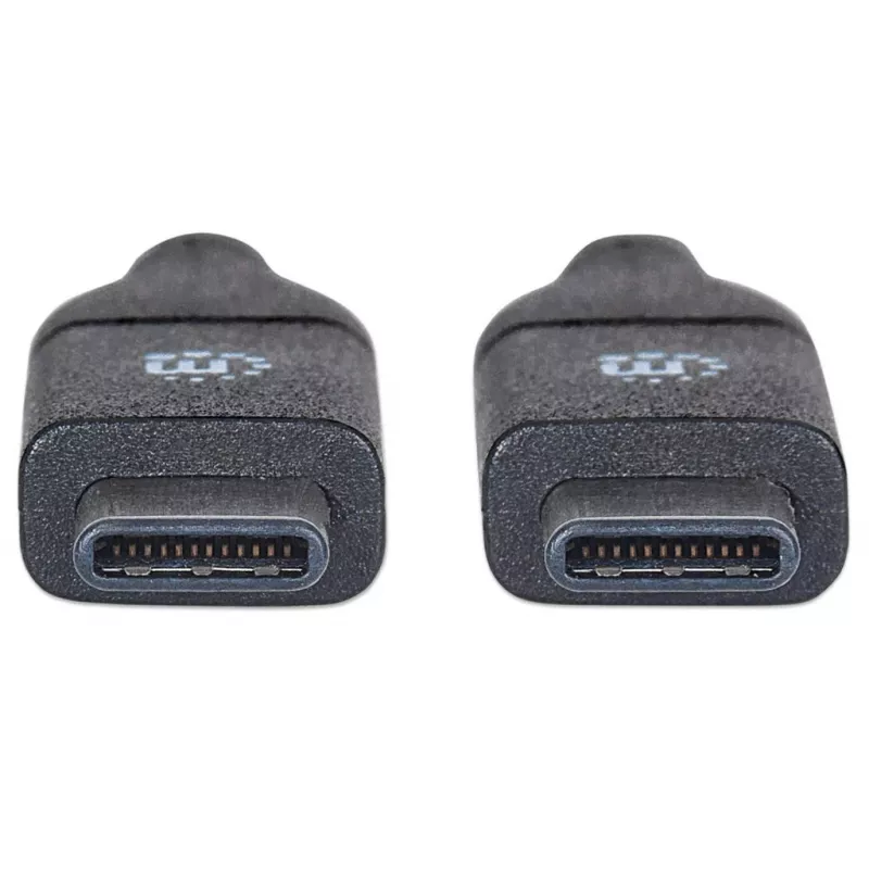Manhattan USB-C-auf-USB-C-Kabel, 50 cm, Stecker auf Stecker, Schwarz, 10 Gbit/s (USB 3.2 Gen2, auch USB 3.1), 3 A (Schnellladung), SuperSpeed+ USB, lebenslange Garantie, entspricht USB31CC50CM